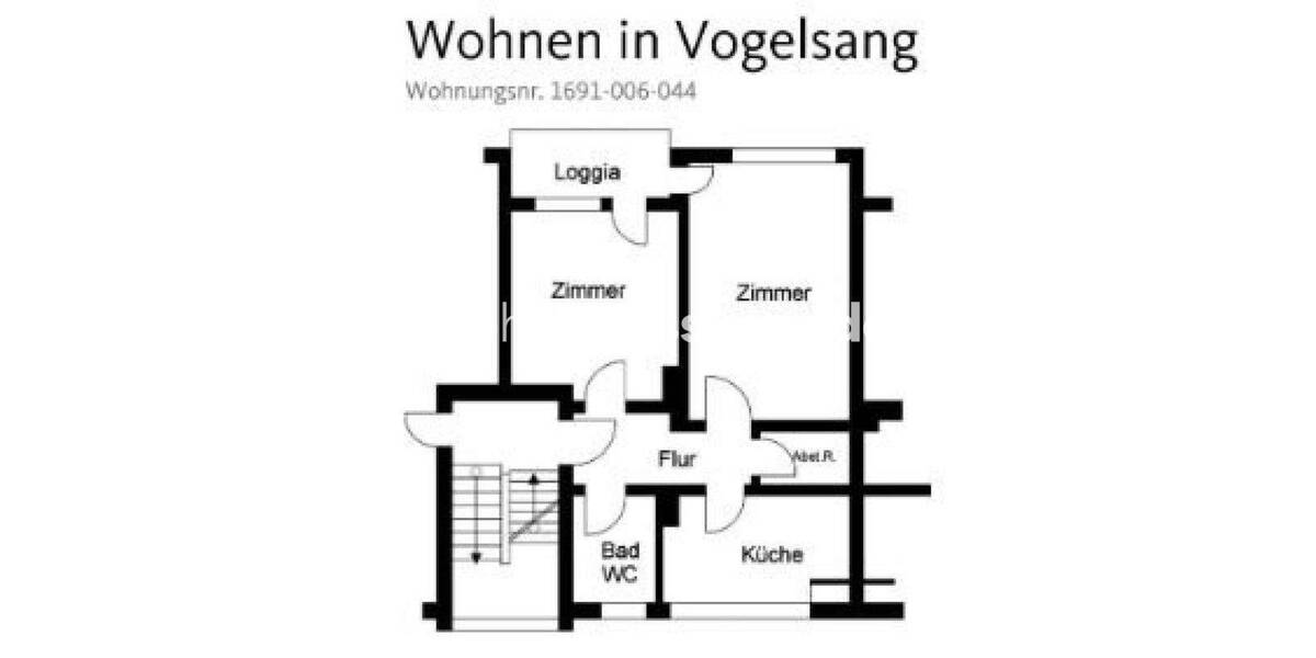 Etagenwohnung Köln Vogelsang - 2 Zimmer, 55 m&sup2;, 670&euro; | Angebot:25921440