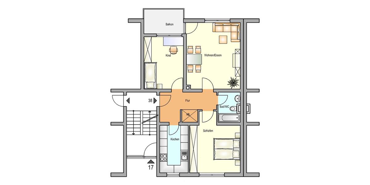 Etagenwohnung Radevormwald - 3 Zimmer, 75 m&sup2;, 544&euro; | Angebot:25249303