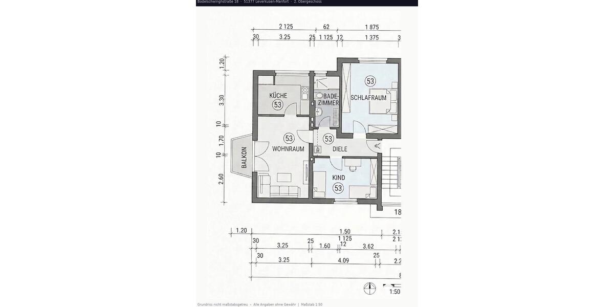 Etagenwohnung Leverkusen Alkenrath - 3 Zimmer, 62 m&sup2;, 210.000&euro; | Angebot:27281191