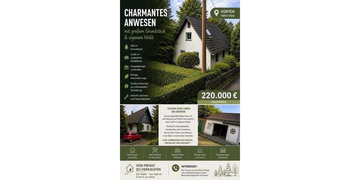 Einfamilienhaus Kürten - 5 Zimmer, 125 m&sup2;, 220.000&euro; | Angebot:27112368