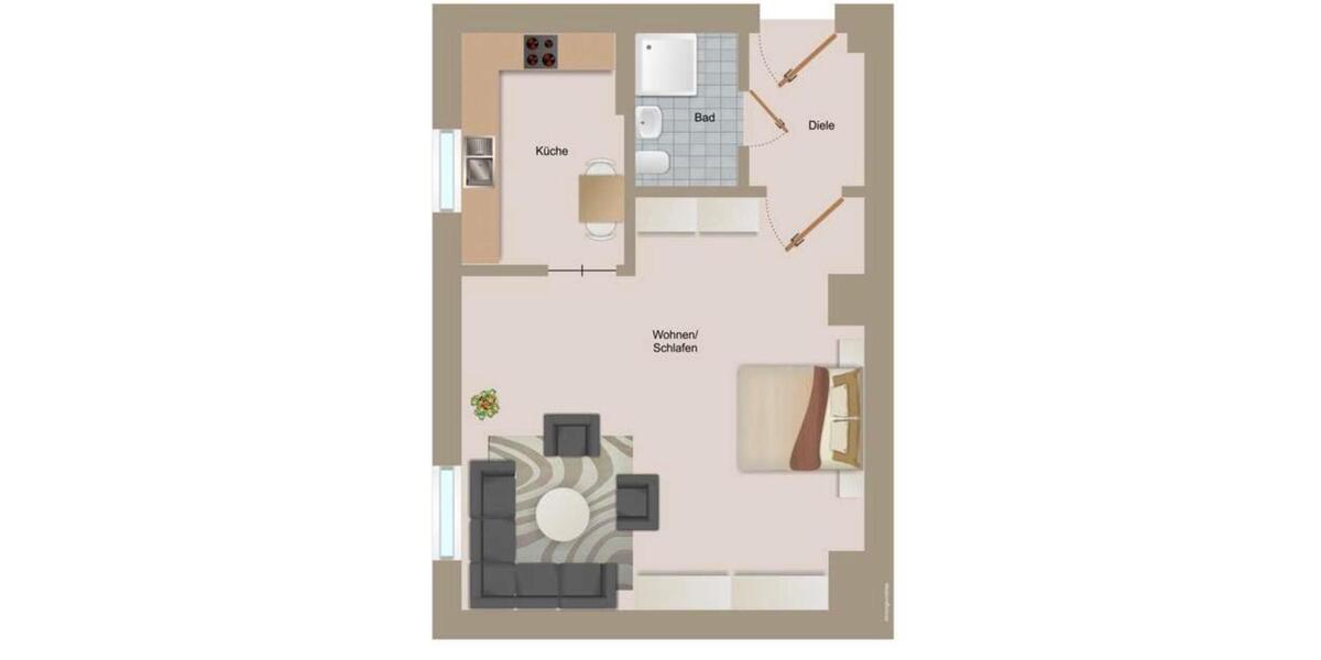 Etagenwohnung Ratingen Hösel - 1 Zimmer, 33 m&sup2;, 693&euro; | Angebot:25281719