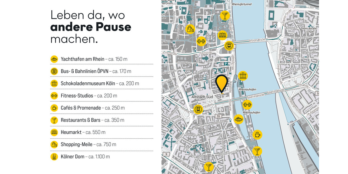 Etagenwohnung Köln Altstadt-Süd - 2 Zimmer, 65 m&sup2;, 399.000&euro; | Angebot:26156700