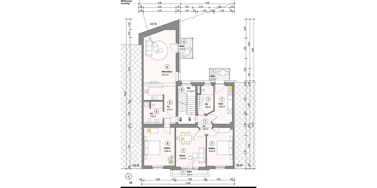Etagenwohnung Düsseldorf Stadtbezirk 7 - 2 Zimmer, 71 m&sup2;, 1.725&euro; | Angebot:26041632