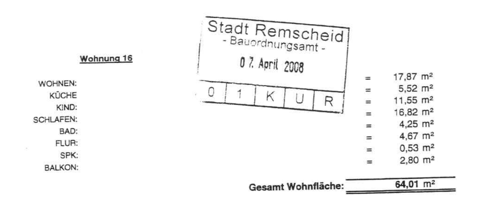 Etagenwohnung Remscheid - 3 Zimmer, 64 m&sup2;, 149.000&euro; | Angebot:25657882