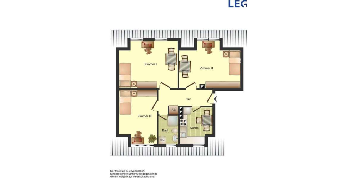 Etagenwohnung Düsseldorf Bilk - 3 Zimmer, 69 m&sup2;, 927&euro; | Angebot:26273331
