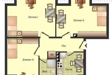 Wohnung Düsseldorf Bilk - 3 Zimmer, 69 m&sup2;, 927&euro; | Angebot:26273331