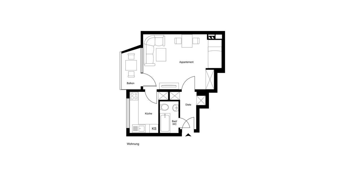 Etagenwohnung Düsseldorf Flingern Nord - 1 Zimmer, 35 m&sup2;, 750&euro; | Angebot:26254111