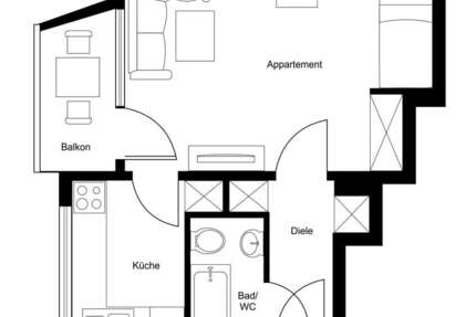 Wohnung Düsseldorf Flingern Nord - 1 Zimmer, 35 m&sup2;, 750&euro; | Angebot:26254111