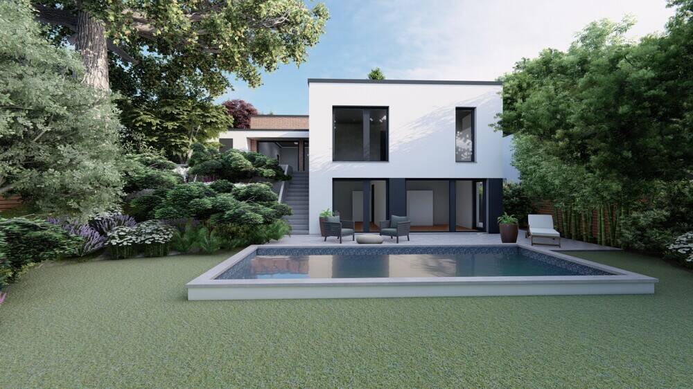 Exklusive Bauhausvilla in ruhiger Bestlage - moderner Luxusbungalow mit Garten und Garage - Villa Bensberg Bensberg | Angebot:25941077