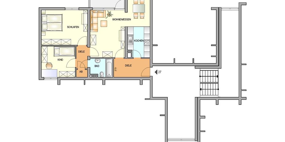 Etagenwohnung Remscheid Lüttringhausen - 3 Zimmer, 75 m&sup2;, 516&euro; | Angebot:26003528