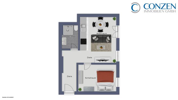 Etagenwohnung Düsseldorf Stadtbezirk 3 - 2 Zimmer, 56 m&sup2;, 1.288&euro; | Angebot:25454806