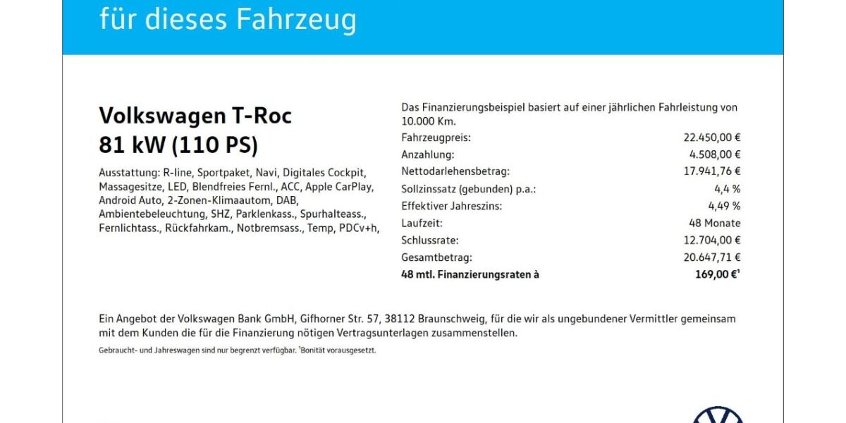 VW T-Roc 46.266 km 22.190 &euro; Wuppertal 42109