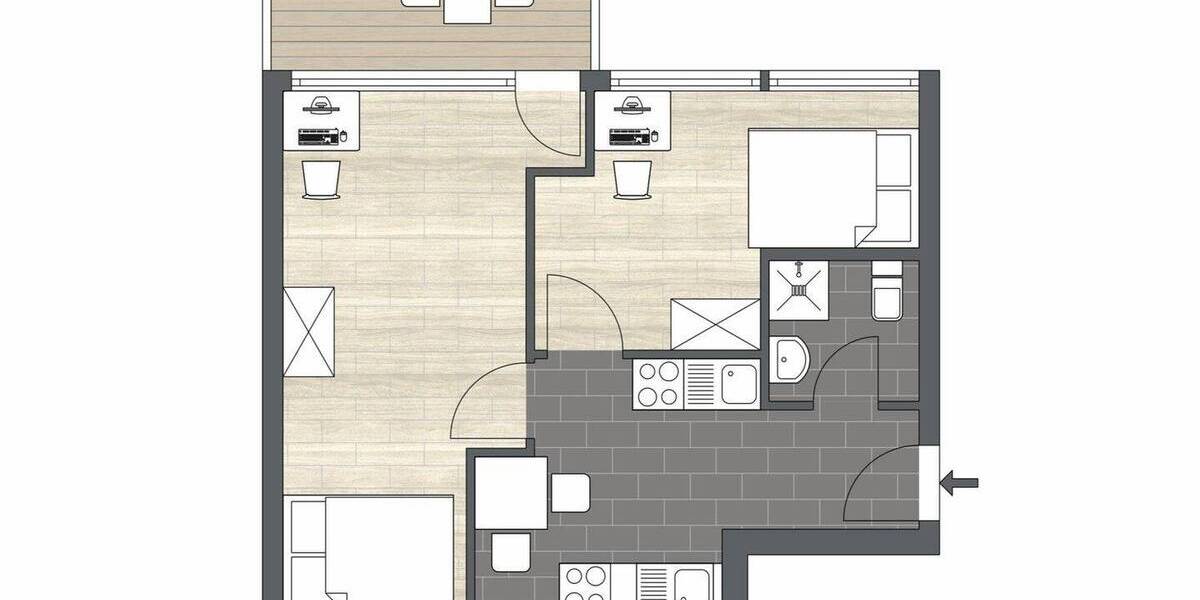 Etagenwohnung Düsseldorf Friedrichstadt - 2 Zimmer, 45 m&sup2;, 1.100&euro; | Angebot:26795174