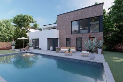 Architektenvilla am Waldrand - Bauhausbungalow mit Dachterrasse, Doppelgarage und exklusiver Privatsphäre - Haus Bensberg Bensberg | Angebot:26086695