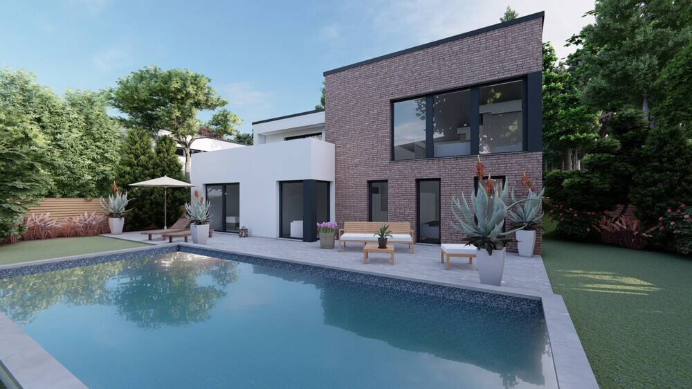 Architektenvilla am Waldrand - Bauhausbungalow mit Dachterrasse, Doppelgarage und exklusiver Privatsphäre - Villa Bensberg Bensberg | Angebot:26086695