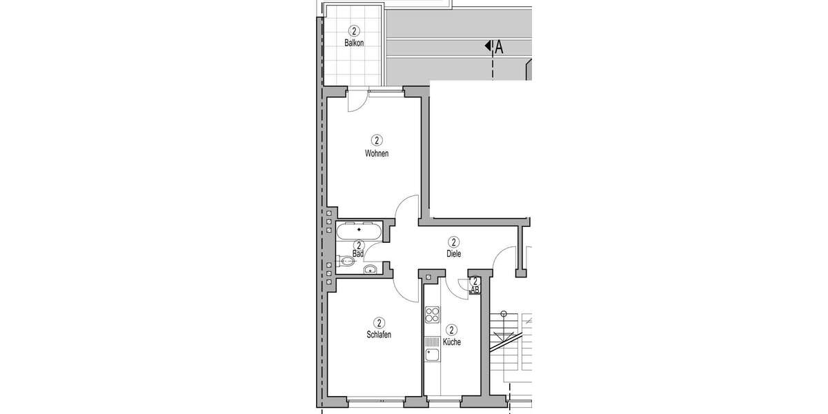 Etagenwohnung Mülheim an der Ruhr Broich - 2 Zimmer, 50 m&sup2;, 575&euro; | Angebot:25934916