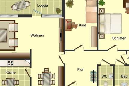 Wohnung Düsseldorf Garath - 3 Zimmer, 85 m&sup2;, 849&euro; | Angebot:26215696
