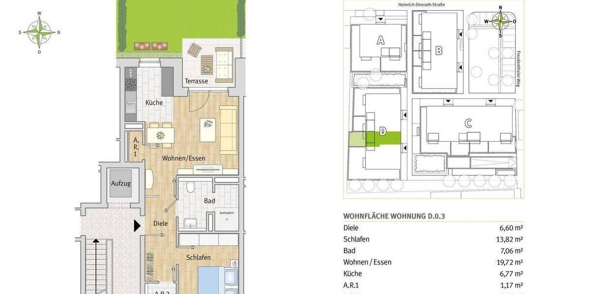 Terrassenwohnung Leverkusen Schlebusch - 2 Zimmer, 61 m&sup2;, 900&euro; | Angebot:26107564