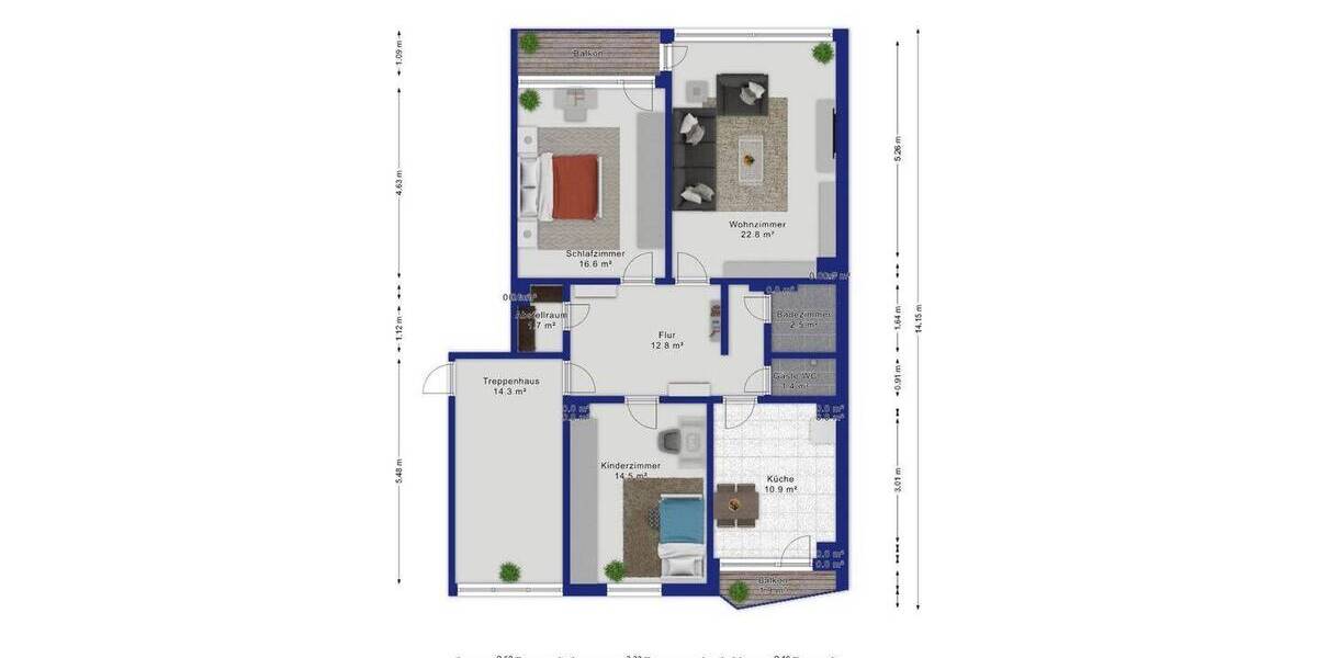 Etagenwohnung Neuss Barbaraviertel - 3 Zimmer, 74 m&sup2;, 149.000&euro; | Angebot:26291537