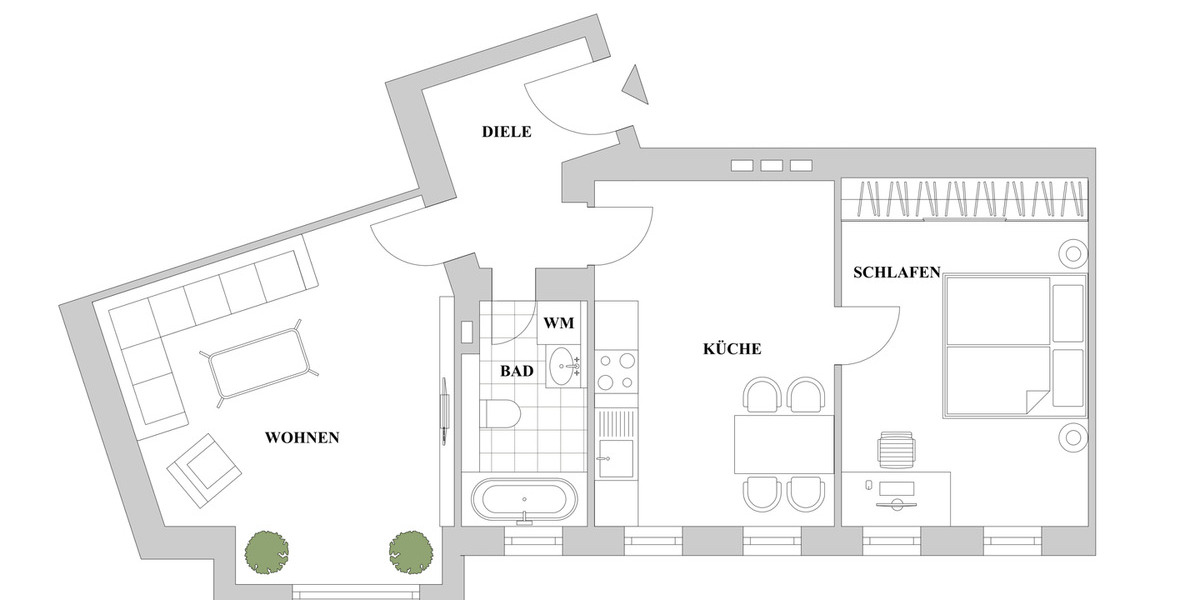 Etagenwohnung Düsseldorf Unterbilk - 2 Zimmer, 66 m&sup2;, 260.000&euro; | Angebot:26157416