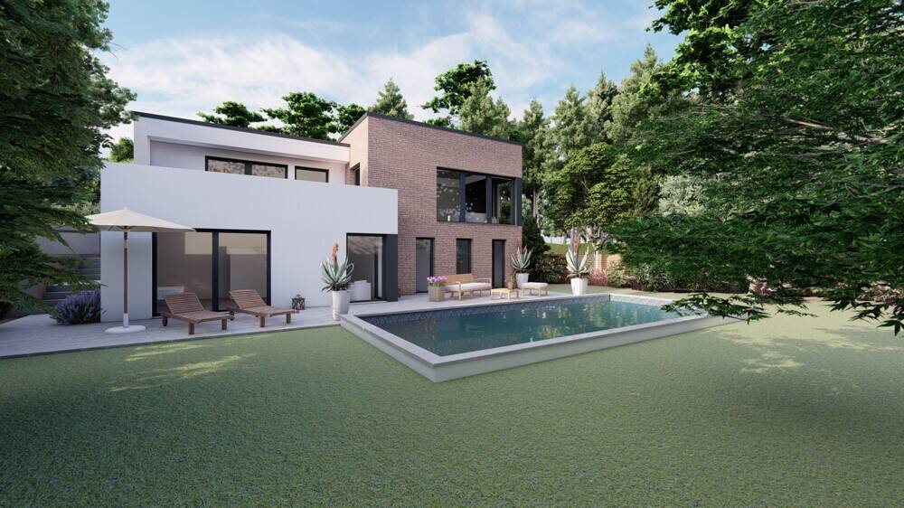 Architektenvilla am Waldrand - Bauhausbungalow mit Dachterrasse, Doppelgarage und exklusiver Privatsphäre - Villa Bensberg Bensberg | Angebot:26086695