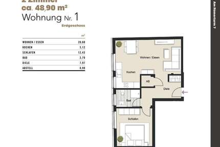 Wohnung Köln Altstadt-Nord - 2 Zimmer, 49 m&sup2;, 339.000&euro; | Angebot:24862526