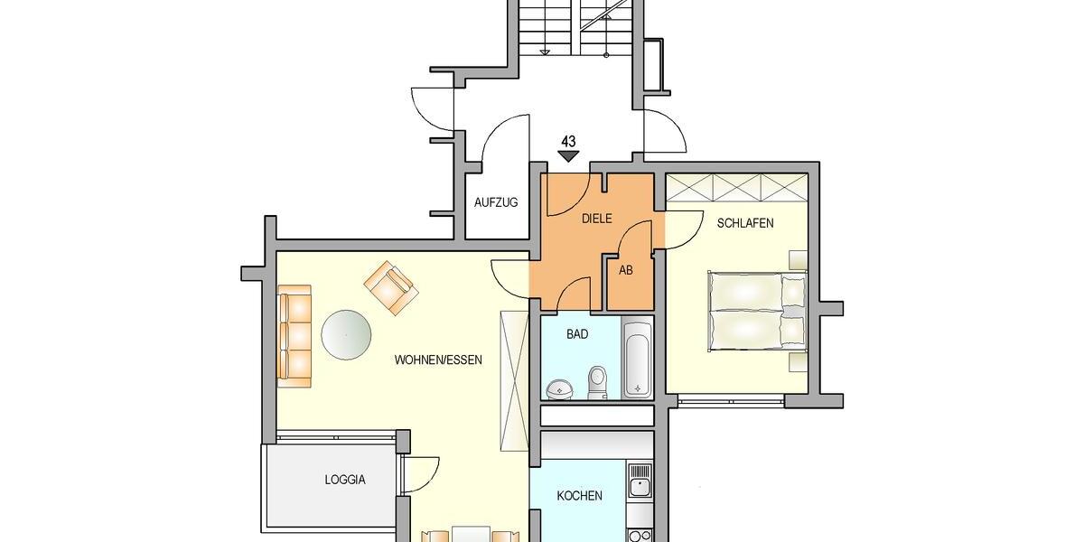 Etagenwohnung Remscheid - 2 Zimmer, 62 m&sup2;, 369&euro; | Angebot:25570076