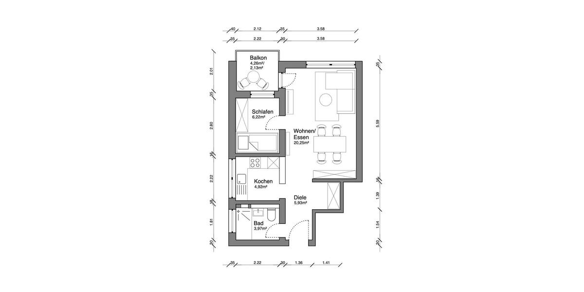 Etagenwohnung Solingen - 2 Zimmer, 46 m&sup2;, 134.000&euro; | Angebot:26816677