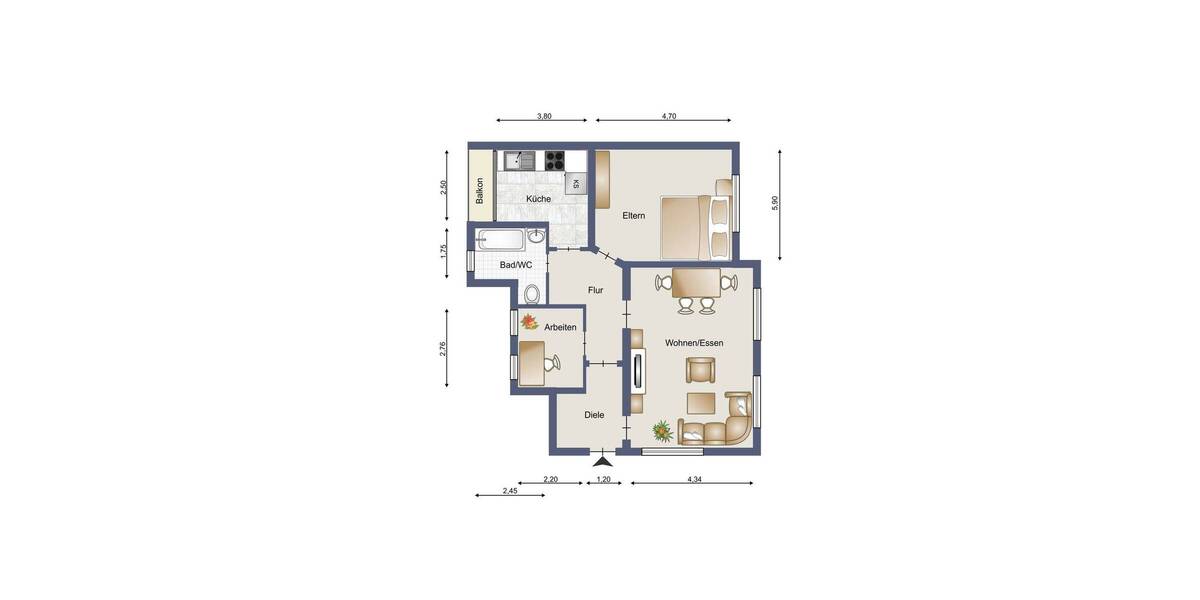 Etagenwohnung Köln Klettenberg - 3 Zimmer, 80 m&sup2;, 479.500&euro; | Angebot:26305938