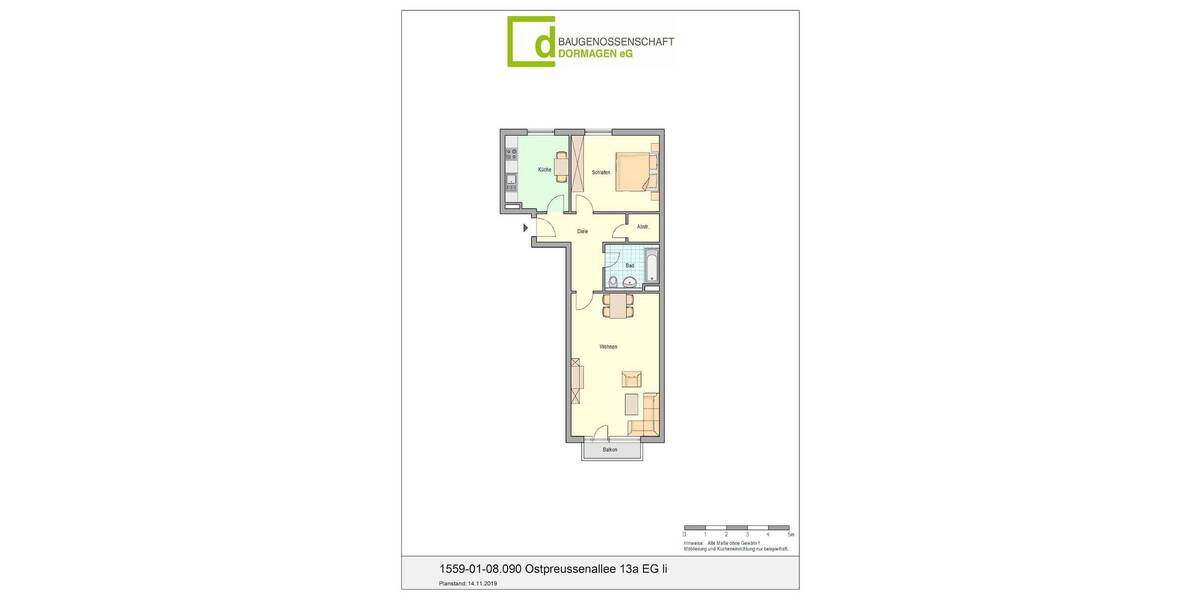 Etagenwohnung Dormagen Dormagen-Nord - 2 Zimmer, 60 m&sup2;, 507&euro; | Angebot:26192579