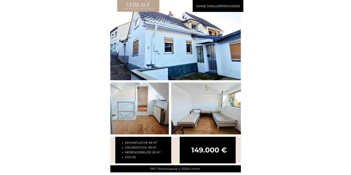 Einfamilienhaus Leverkusen Schlebusch - 3 Zimmer, 69 m&sup2;, 149.000&euro; | Angebot:20718790