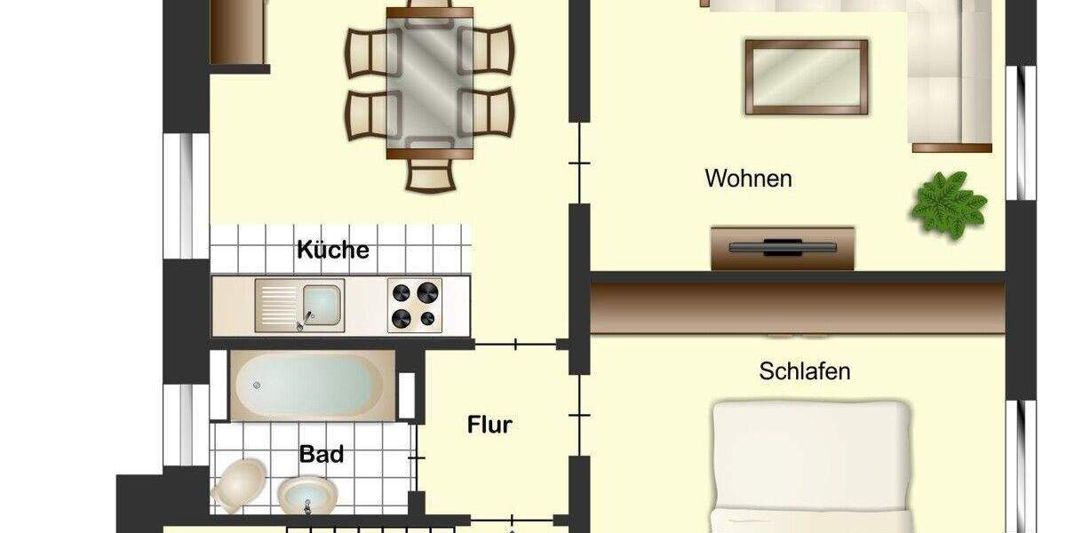 Etagenwohnung Wuppertal / Wichlinghausen Barmen - 2 Zimmer, 55 m&sup2;, 570&euro; | Angebot:25984837