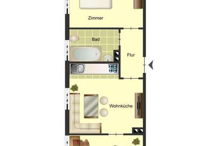 Wohnung Remscheid Lennep - 2 Zimmer, 50 m&sup2;, 429&euro; | Angebot:26098537