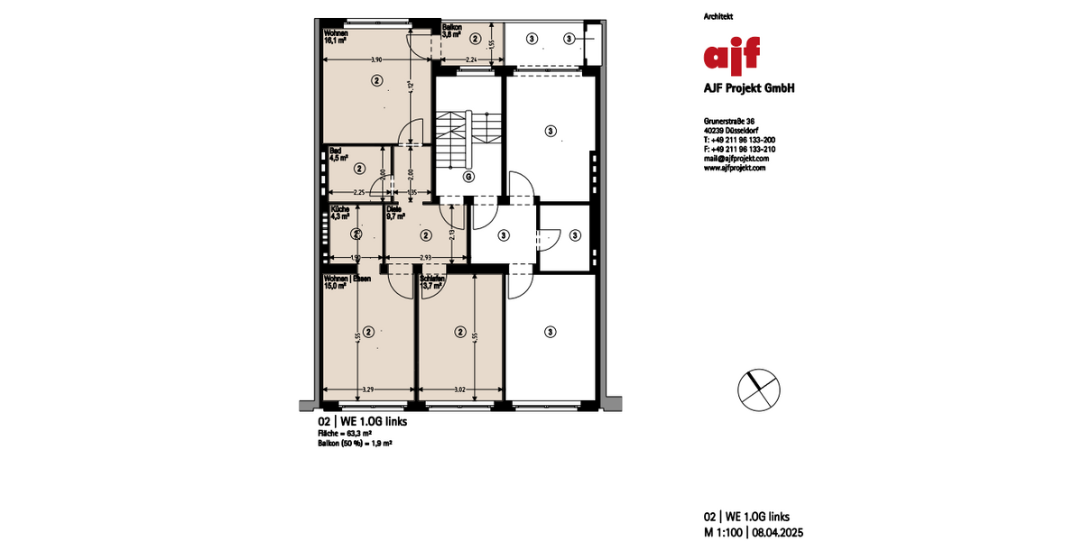 Etagenwohnung Düsseldorf Unterbilk - 3 Zimmer, 65 m&sup2;, 209.000&euro; | Angebot:26197773
