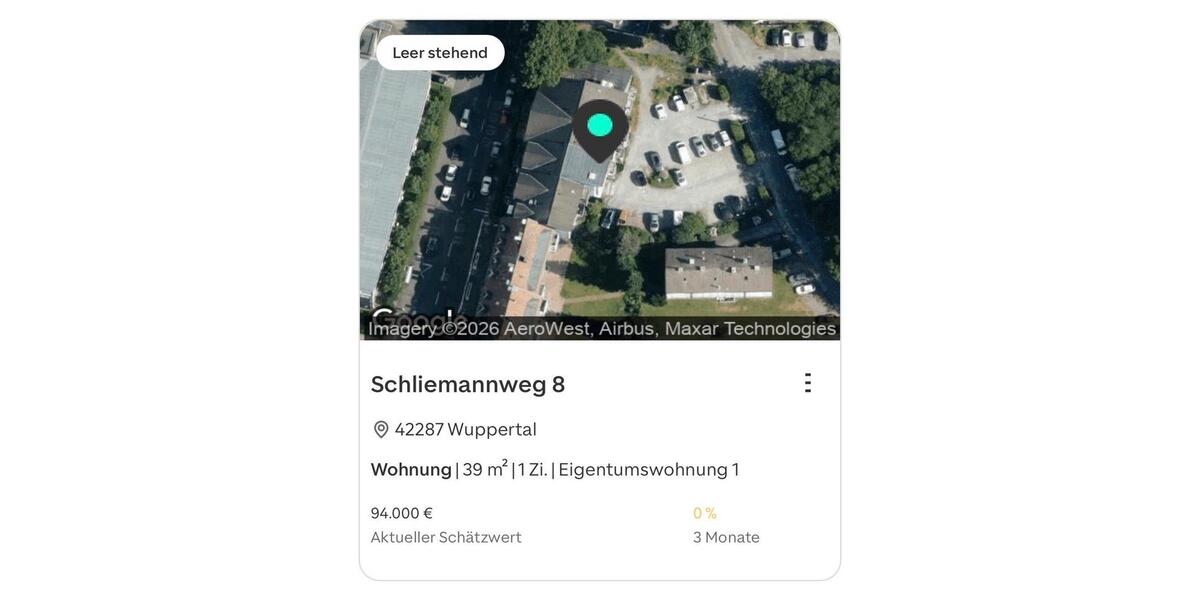 Etagenwohnung Wuppertal Unterbarmen - 1 Zimmer, 39 m&sup2;, 96.000&euro; | Angebot:26124184
