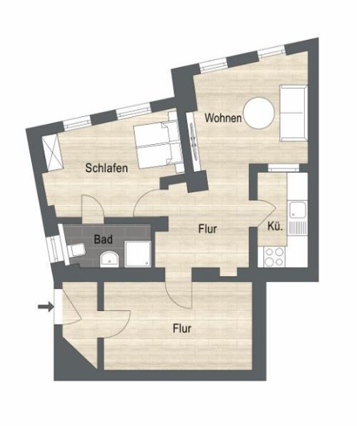 Etagenwohnung Düsseldorf Stadtbezirk 2 - 2 Zimmer, 74 m&sup2;, 795&euro; | Angebot:26295382