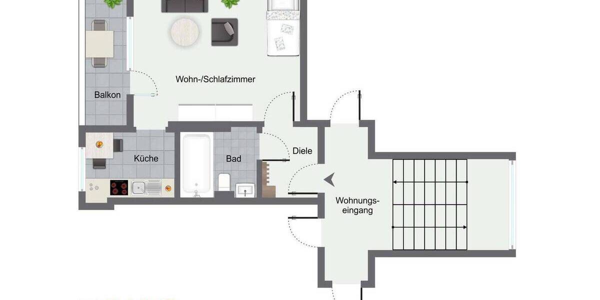 Etagenwohnung Köln Neustadt-Nord - 1 Zimmer, 25 m&sup2;, 600&euro; | Angebot:26160545