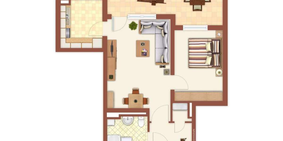 Terrassenwohnung Hilden Kalstert - 2 Zimmer, 51 m&sup2;, 187.000&euro; | Angebot:25741568