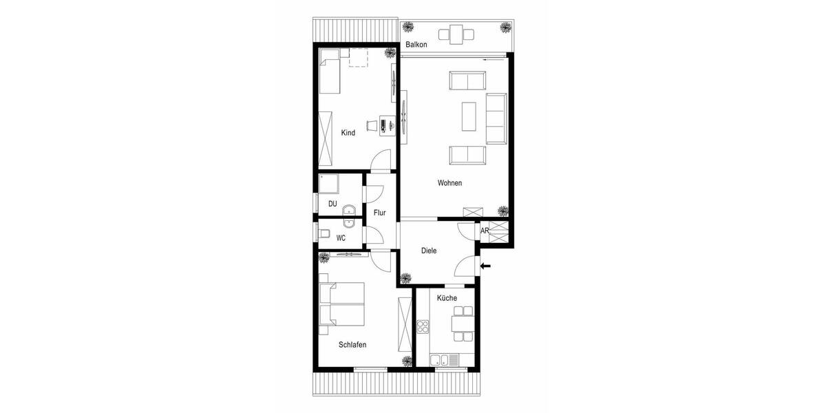 Etagenwohnung Neuss Rosellen - 3 Zimmer, 77 m&sup2;, 249.000&euro; | Angebot:26819912