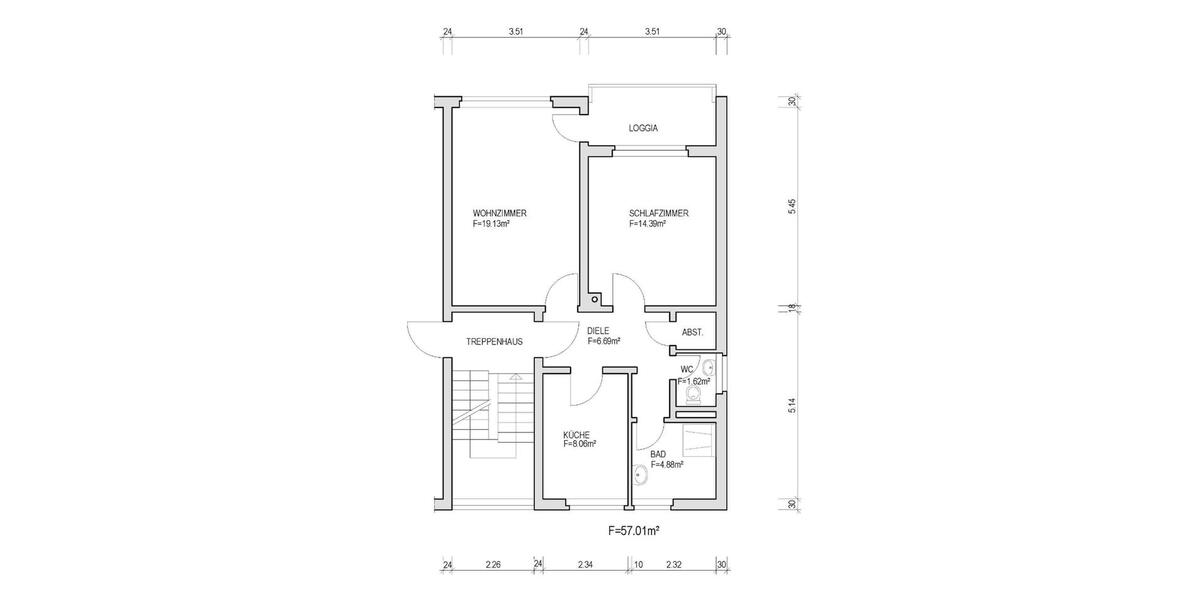 Etagenwohnung Wuppertal Gemarkung Nächstebreck - 2 Zimmer, 57 m&sup2;, 99.000&euro; | Angebot:27283101