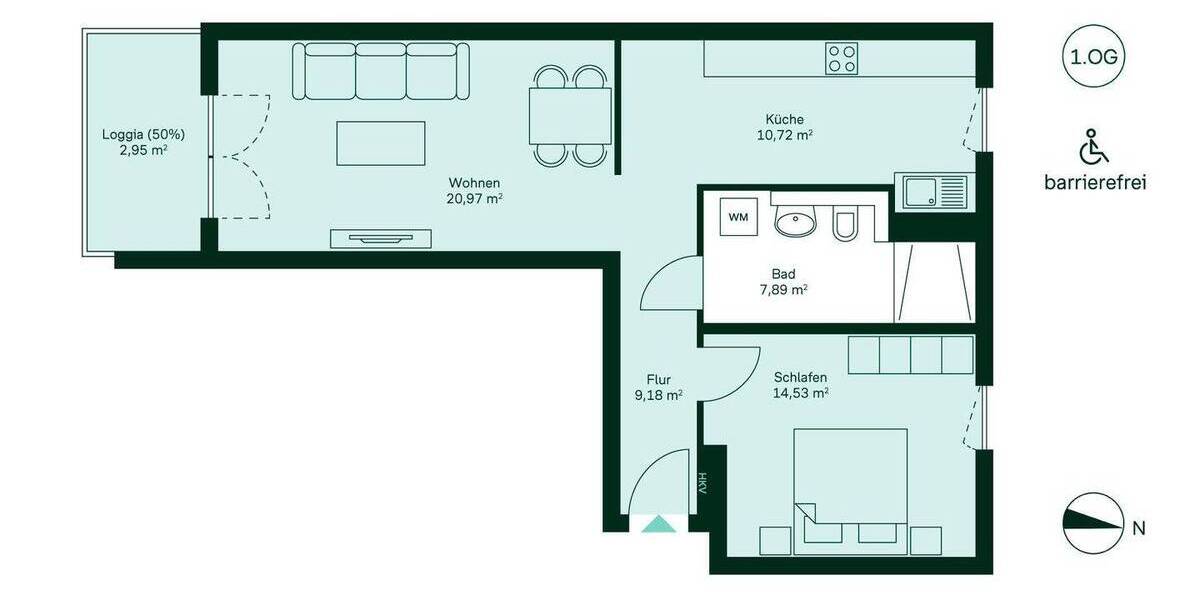 Etagenwohnung Düsseldorf Benrath - 2 Zimmer, 66 m&sup2;, 395.900&euro; | Angebot:26014732