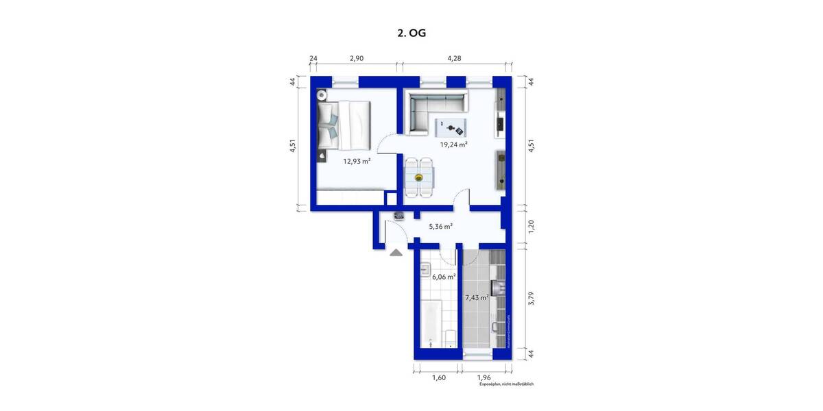 Etagenwohnung Wuppertal Langerfeld - 2 Zimmer, 50 m&sup2;, 95.000&euro; | Angebot:26128839