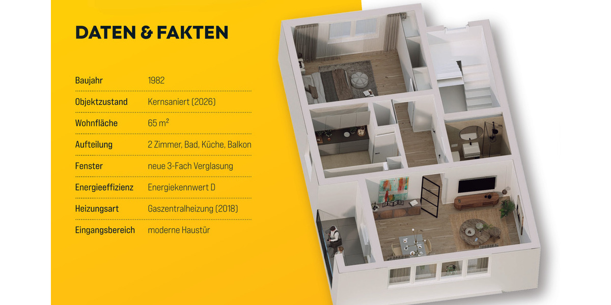 Etagenwohnung Köln Altstadt-Süd - 2 Zimmer, 65 m&sup2;, 399.000&euro; | Angebot:26156700