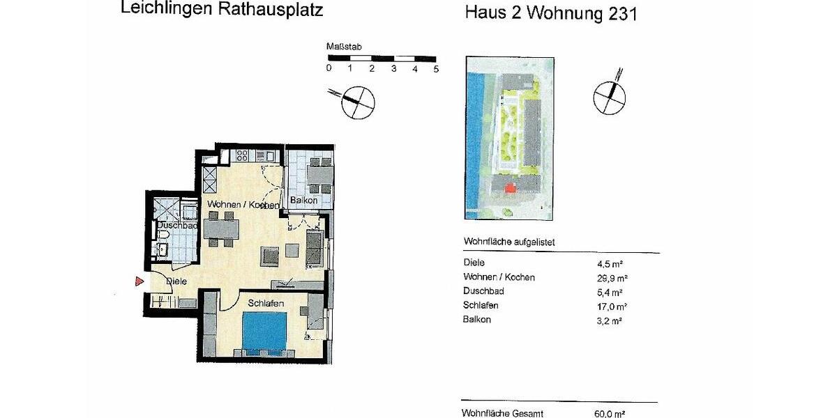 Etagenwohnung Leichlingen (Rheinland) - 2 Zimmer, 60 m&sup2;, 1.080&euro; | Angebot:24183284