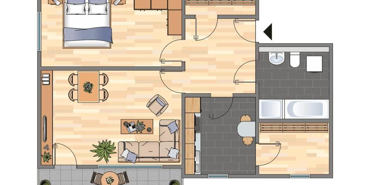 Etagenwohnung Velbert Velbert-Mitte - 2 Zimmer, 63 m&sup2;, 479&euro; | Angebot:26008866