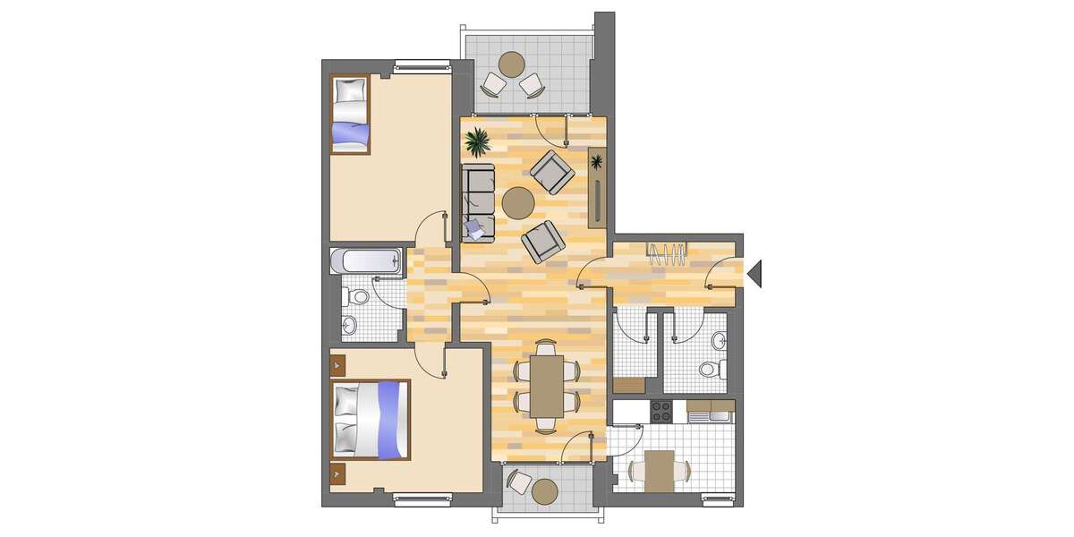 Etagenwohnung Düsseldorf Hassels - 3 Zimmer, 81 m&sup2;, 930&euro; | Angebot:25915572