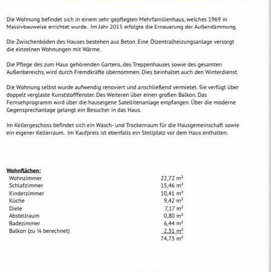 Etagenwohnung Solingen - 3 Zimmer, 75 m&sup2;, 175.000&euro; | Angebot:26019424