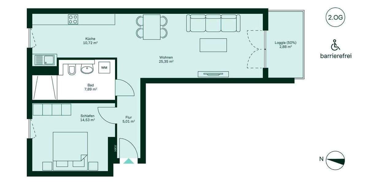 Etagenwohnung Düsseldorf Benrath - 2 Zimmer, 66 m&sup2;, 399.900&euro; | Angebot:25957953