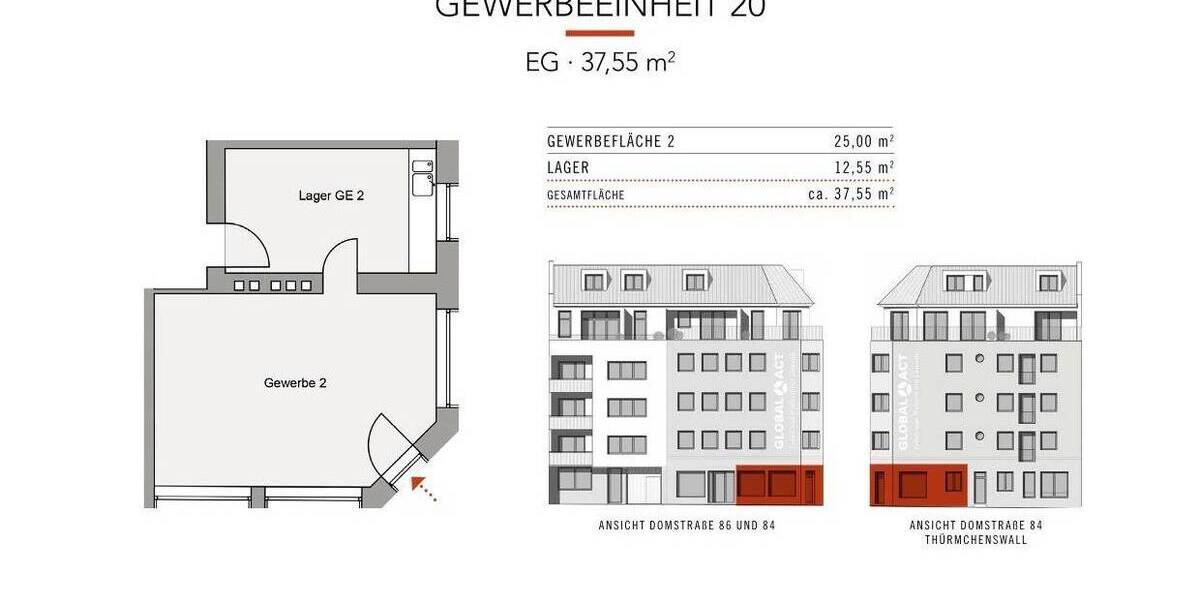 Gewerbeobjekt Köln Altstadt-Nord - 2 Zimmer, 37 m&sup2;, 244.075&euro; | Angebot:25683073