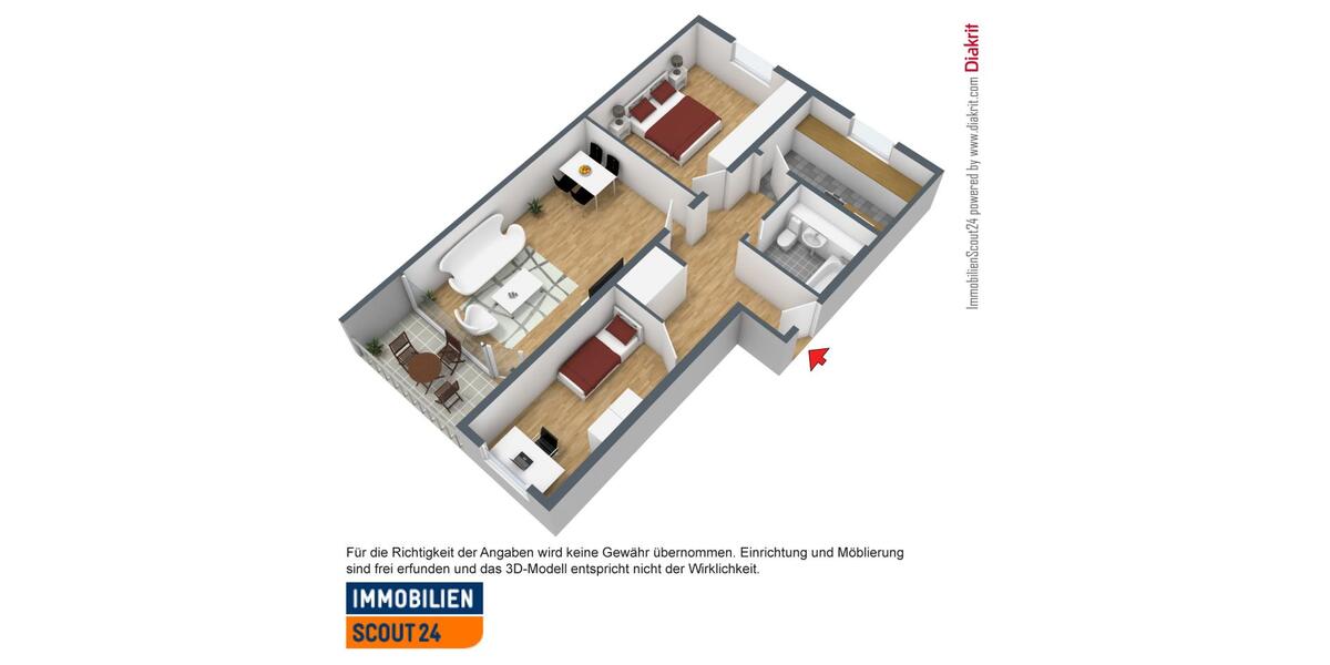Etagenwohnung Monheim am Rhein - 3 Zimmer, 68 m&sup2;, 719&euro; | Angebot:25342921
